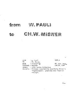 Letter from Pauli to Misner