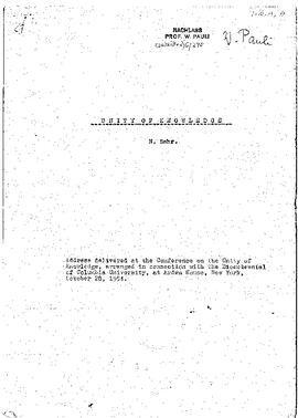 Unity of knowledge, Bohr, Niels