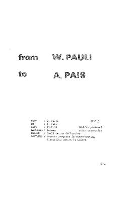Letter from Pauli to Pais