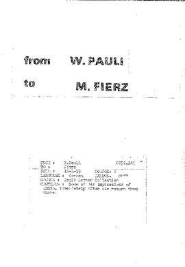 Letter from Pauli to Fierz