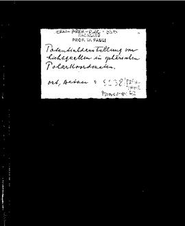 "Potentialdarstellung von Lichtquellen in sphärischen Polarkoordinaten" lecture held in summer 1938 and in the beginning of 1942 in Princeton, manuscript, Pauli, Wolfgang