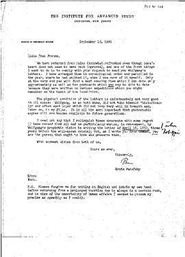 Letter, Panofsky, Erwin