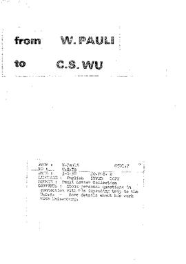 Letter from Pauli to Wu