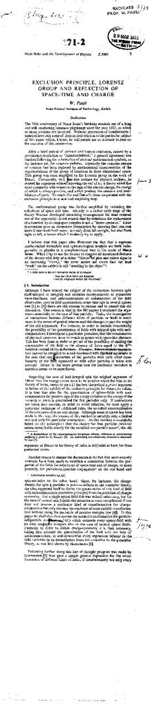 Exclusion principle, Lorentz group and reflection of space-time and charge