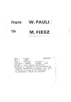 Letter from Pauli to Fierz