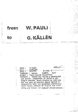 Letter from Pauli to Källén