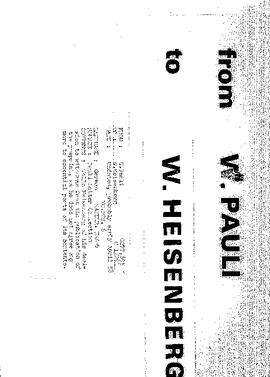 Letter from Pauli to Heisenberg