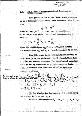 Continuous groups in quantum mechanics, 3) Lie Algebra of Inhomogeneous Rotation Groups