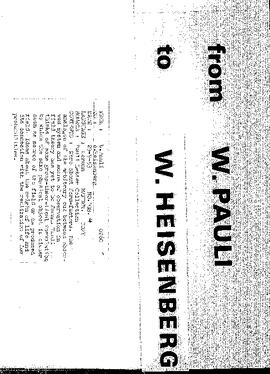Letter from Pauli to Heisenberg