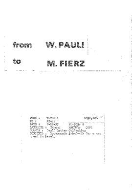 Letter from Pauli to Fierz