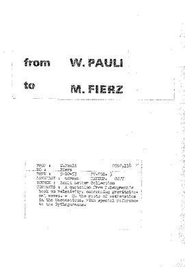 Letter from Pauli to Fierz