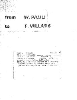 Letter from Pauli to Villars
