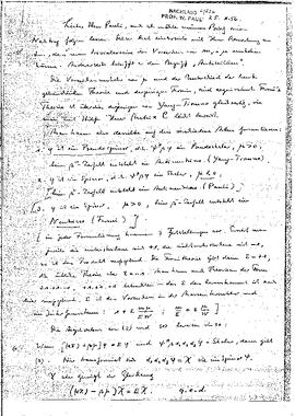 letter to W. Pauli, Fierz, Markus
