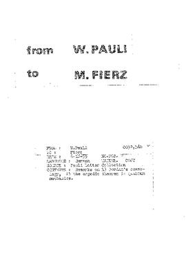 Letter from Pauli to Fierz