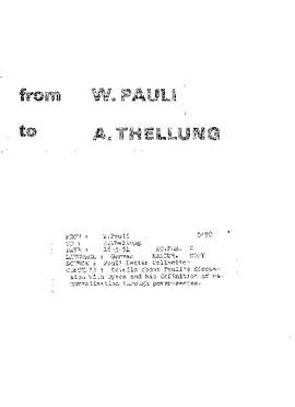 Letter from Pauli to Thellung