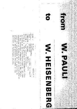 Letter from Pauli to Heisenberg