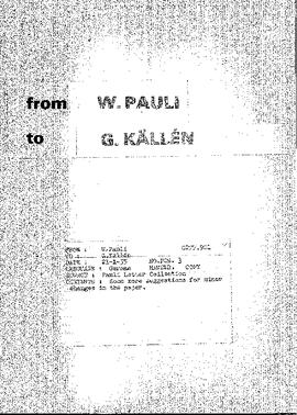 Letter from Pauli to Källén