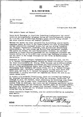 letter to W. Pauli, Teubner Verlagsgesellschaft