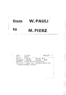 Letter from Pauli to Fierz