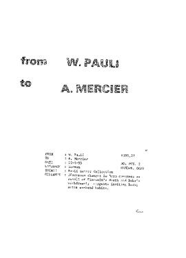Letter from Pauli to Mercier