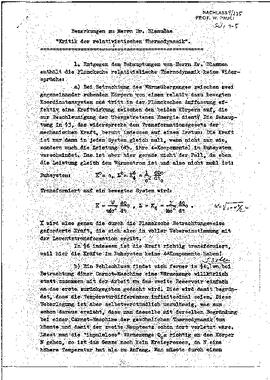 Bemerkungen zu Herrn Dr. Blanusas "Kritik der relativistischen Thermodynamik", Schafroth, Max Robert