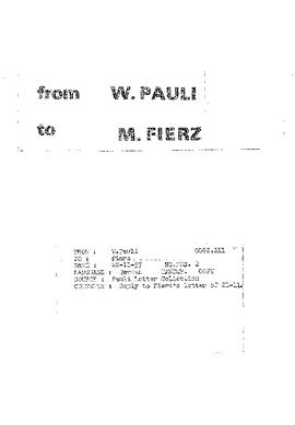 Letter from Pauli to Fierz