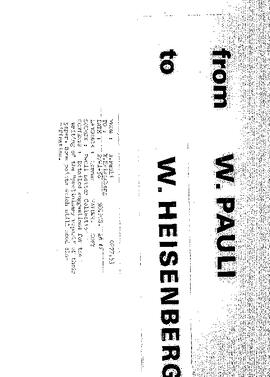Letter from Pauli to Heisenberg