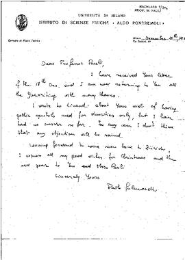 Letter-2419, letter to W. Pauli, Gulmanelli, Paolo, Letter 2419