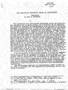 The statistical mechanical theory of irreversible processes, Kirkwood, John G