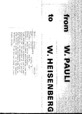 Letter from Pauli to Heisenberg