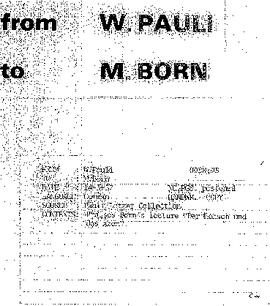 Letter from Pauli to Born