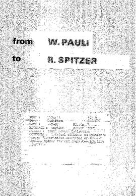 Letter from Pauli to Spitzer
