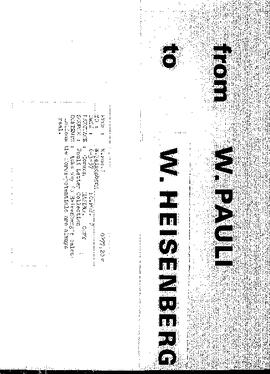Letter from Pauli to Heisenberg