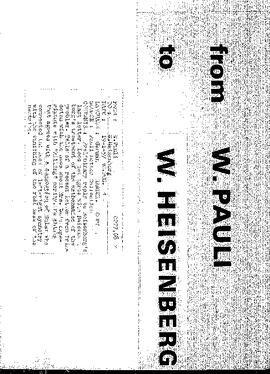 Letter from Pauli to Heisenberg
