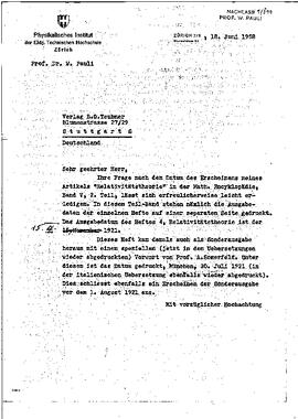 letter to Teubner Verlagsgesellschaft