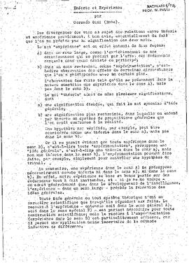 Théorie et expérience, Gini, Corrado