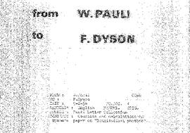Letter from Pauli to Dyson