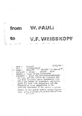 Letter from Pauli to Weisskopf