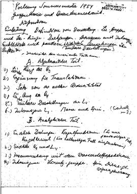 Vorlesung Sommersemester 1954