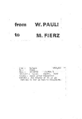 Letter from Pauli to Fierz