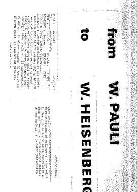 Letter from Pauli to Heisenberg