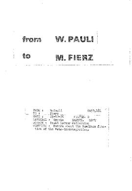 Letter from Pauli to Fierz